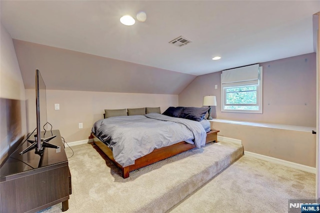 155 W Clinton Ave, Tenafly, NJ 07670 - carpeted bedroom featuring baseboards, vaulted ceiling, and recessed lighting