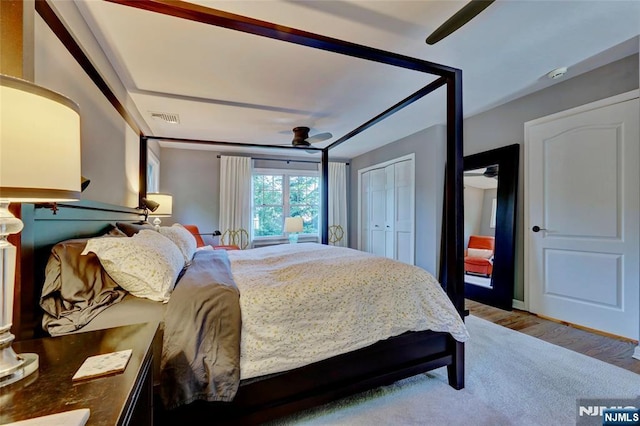 155 W Clinton Ave, Tenafly, NJ 07670 - bedroom featuring a ceiling fan and wood finished floors