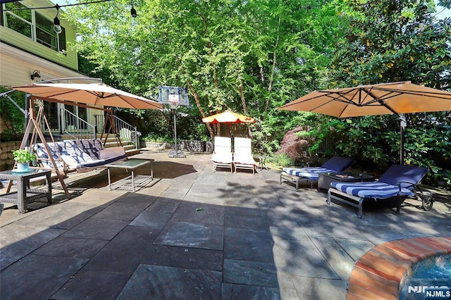 155 W Clinton Ave, Tenafly, NJ 07670 - view of patio / terrace featuring an outdoor living space and stairway