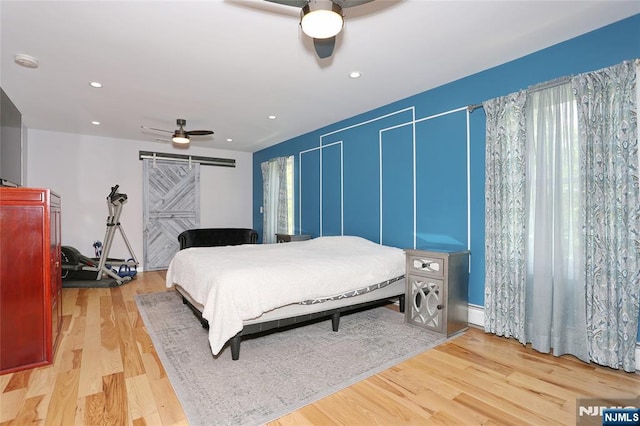 3-29 17th St, Fair Lawn, NJ 07410 - bedroom featuring light wood-style floors, recessed lighting, and a ceiling fan