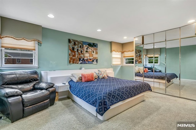 526 Rutland Ave, Teaneck, NJ 07666 - bedroom with carpet flooring, recessed lighting, a closet, and baseboards