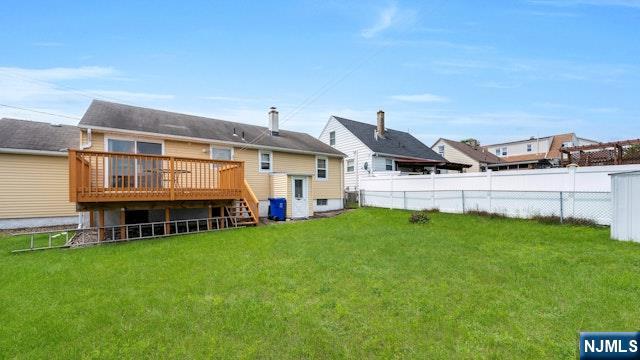 36 Bogert St, Totowa, NJ 07512 - back of house featuring a wooden deck and stairs