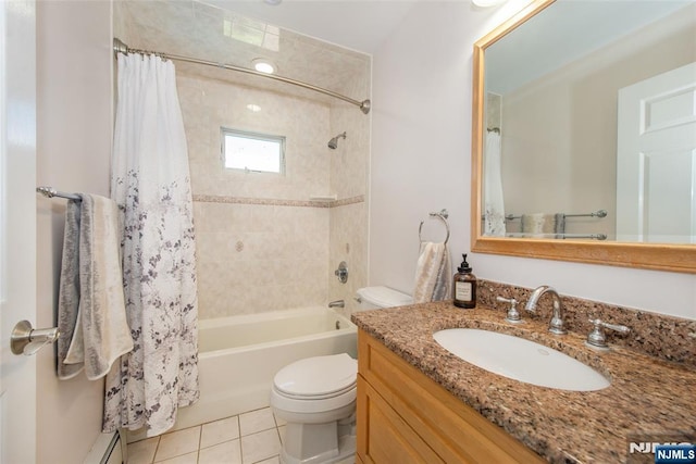 79 Palsa Ave, Elmwood Park, NJ 07407 - bathroom with toilet, tile patterned floors, shower / bathtub combination with curtain, and vanity