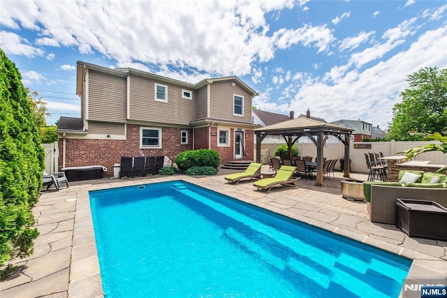 79 Palsa Ave, Elmwood Park, NJ 07407 - view of pool with a patio, a gazebo, and outdoor dining area