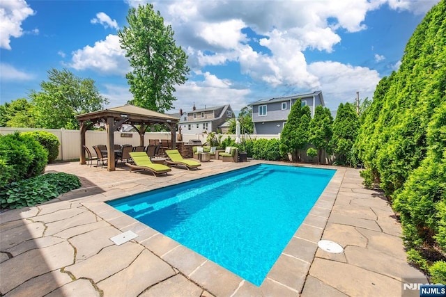 79 Palsa Ave, Elmwood Park, NJ 07407 - view of swimming pool featuring a gazebo, a patio area, and a fenced backyard