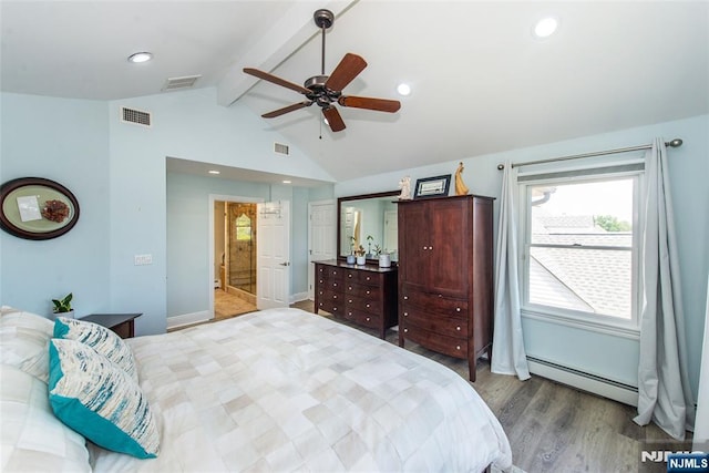 79 Palsa Ave, Elmwood Park, NJ 07407 - bedroom featuring a baseboard heating unit, wood finished floors, recessed lighting, and a ceiling fan
