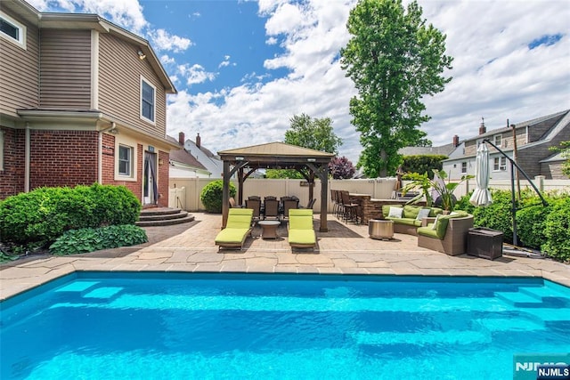 79 Palsa Ave, Elmwood Park, NJ 07407 - view of swimming pool with an outdoor hangout area, a gazebo, and a patio