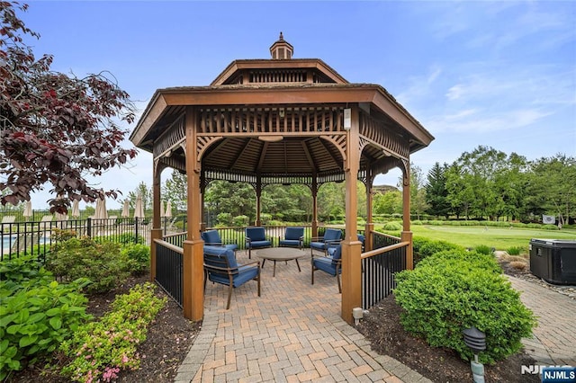 49 Quarry Dr, Woodland Park, NJ 07424 - view of patio / terrace featuring a gazebo and an outdoor hangout area