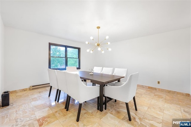 47 Venna Ave, North Haledon, NJ 07508 - dining area with a baseboard radiator and a chandelier