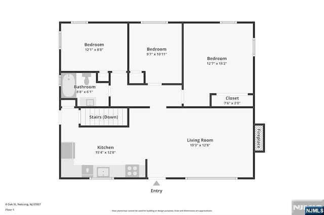 8 Oak St, Netcong Borough, NJ 07857 - property floor plan