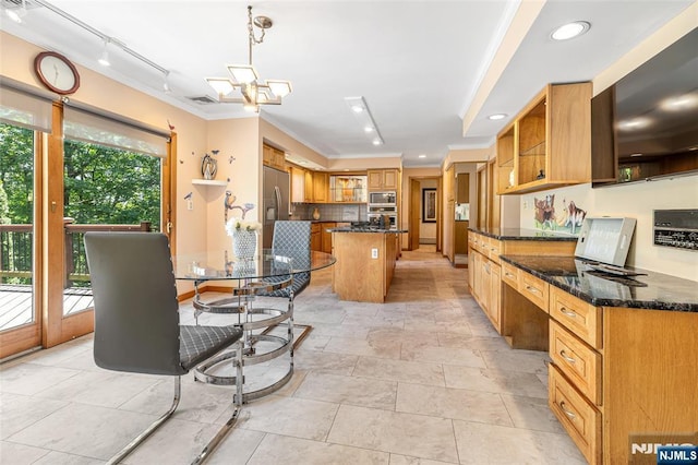 81 Columbus Ave, Totowa, NJ 07512 - dining area with ornamental molding, recessed lighting, and a chandelier