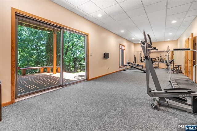 81 Columbus Ave, Totowa, NJ 07512 - workout area featuring baseboards, carpet, and recessed lighting