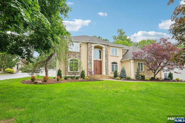 31 Bourbon St, Wayne, NJ 07470 - view of front of property with stucco siding and stone siding