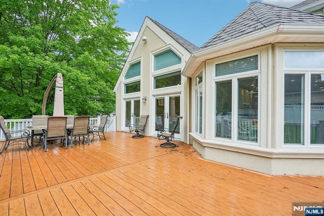 31 Bourbon St, Wayne, NJ 07470 - wooden deck featuring outdoor dining area and french doors