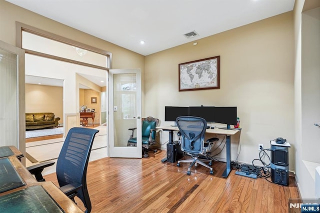 31 Bourbon St, Wayne, NJ 07470 - office area with french doors, wood finished floors, and recessed lighting
