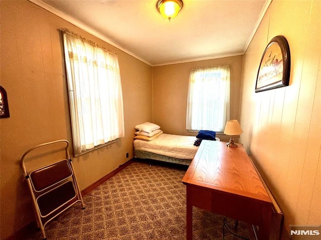 178 Fern Ave, Lyndhurst, NJ 07071 - bedroom featuring ornamental molding, dark carpet, and baseboards