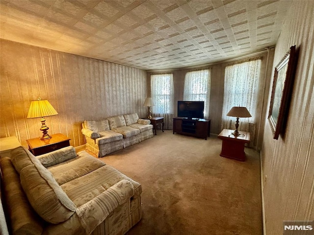 178 Fern Ave, Lyndhurst, NJ 07071 - living room with carpet and wood walls