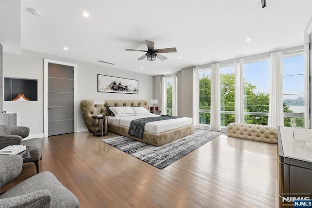 26 Hudson Ter, Edgewater, NJ 07020 - bedroom featuring wood finished floors, recessed lighting, and ceiling fan