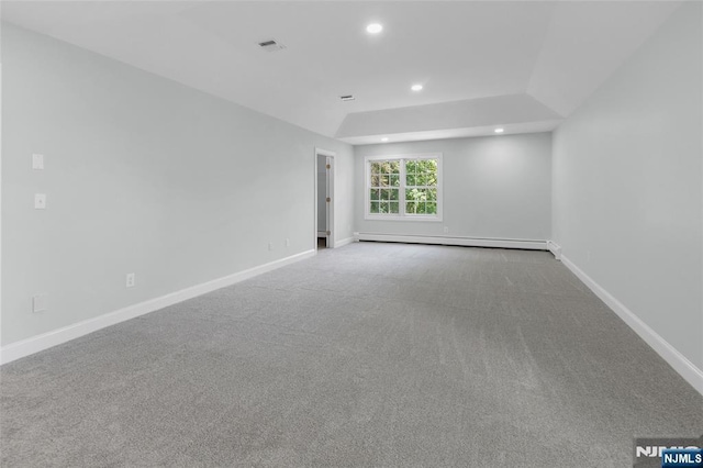 27 Tecumseh Trl, Oakland, NJ 07436 - unfurnished room featuring a baseboard heating unit, recessed lighting, carpet, and baseboards