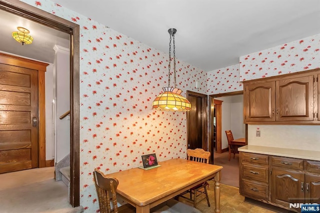 21 Spruce Ave, Ridgefield Park, NJ 07660 - dining space with wallpapered walls and stairway