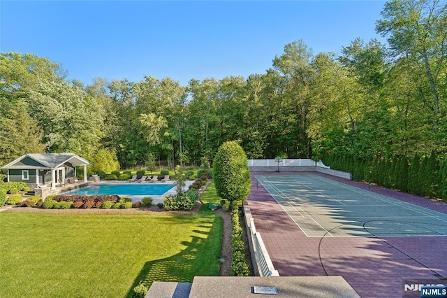 15 Fred St, Old Tappan, NJ 07675 - view of swimming pool with a tennis court