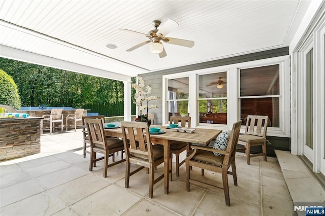 15 Fred St, Old Tappan, NJ 07675 - view of patio / terrace with a ceiling fan and outdoor dining area