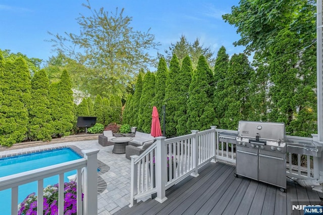 248 Camden St, Oradell, NJ 07649 - wooden terrace with an outdoor fire pit, a patio, and area for grilling