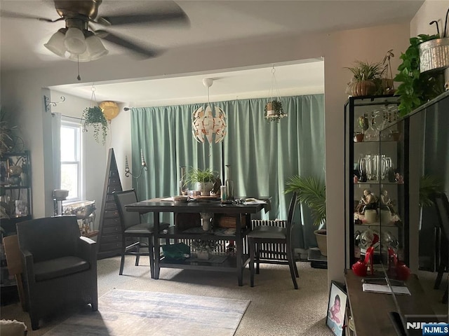 67-69 Garret St, Paterson, NJ 07501 - dining area with carpet flooring and ceiling fan