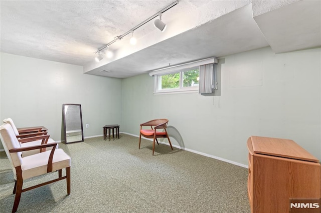 104 Richard St, Rockaway Township, NJ 07801 - living area with carpet floors, rail lighting, and baseboards