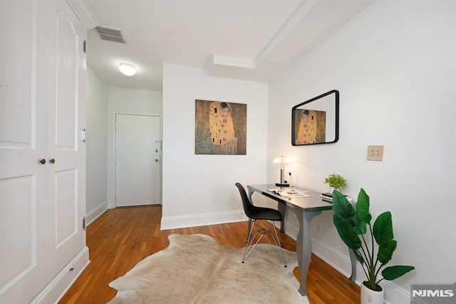 167 Wayne St Unit 407, Jersey City, NJ 07302 - office area featuring wood finished floors and baseboards