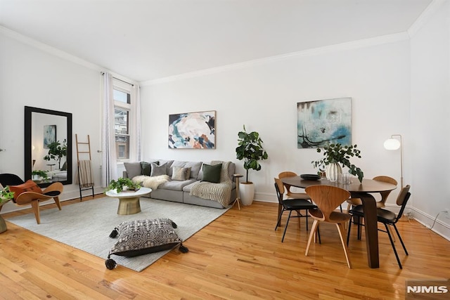 167 Wayne St Unit 407, Jersey City, NJ 07302 - living room with ornamental molding, light wood-type flooring, and baseboards
