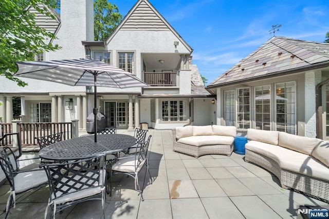 76 Wildwood Rd, Ridgewood, NJ 07450 - view of patio / terrace with outdoor lounge area, a balcony, and outdoor dining area