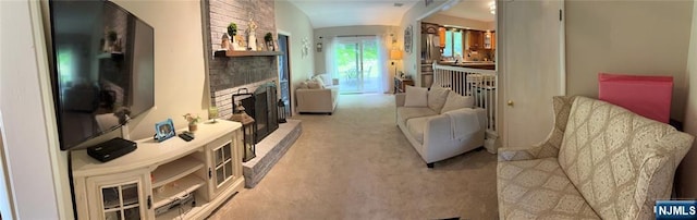 32 Northgate, Wanaque, NJ 07465 - living room featuring light colored carpet and a large fireplace