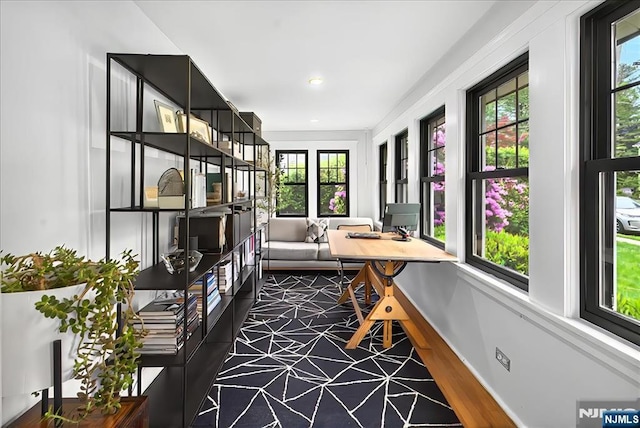 246 Park Ave, Allendale, NJ 07401 - office with dark wood finished floors, baseboards, and recessed lighting