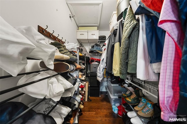 270 Grand Ave Unit 4E, Palisades Park, NJ 07650 - spacious closet featuring attic access and wood finished floors