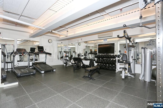 250 Gorge Rd Unit 12F, Cliffside Park, NJ 07010 - gym featuring an AC wall unit