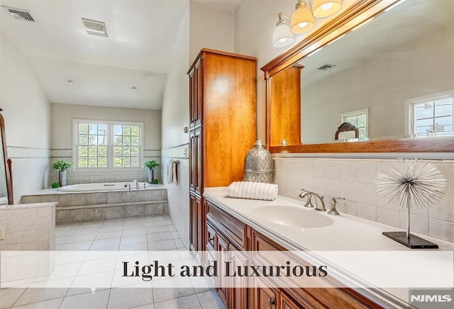 640 E Glen Ave, Ridgewood, NJ 07450 - bathroom with vanity, a bath, and tile patterned flooring