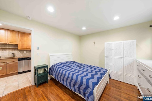 8 Sewall Unit 6B, Clifton, NJ 07011 - bedroom with a sink, light wood finished floors, and recessed lighting