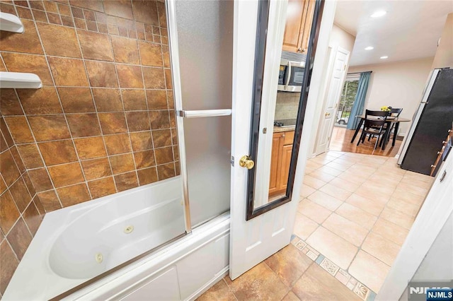 8 Sewall Unit 6B, Clifton, NJ 07011 - bathroom with recessed lighting, a combined bath / shower with jetted tub, and tile patterned flooring