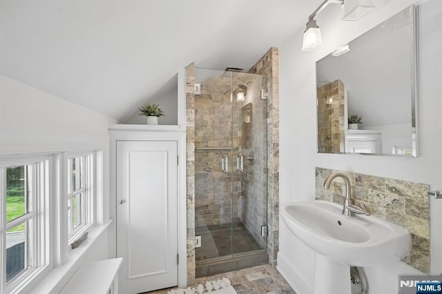 249 Valley Rd, Montclair, NJ 07042 - full bath featuring lofted ceiling and a stall shower