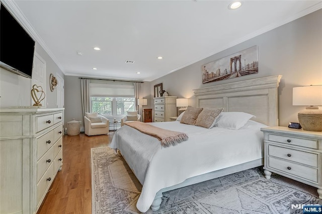 61 Ferndale Rd, Paramus, NJ 07652 - bedroom featuring crown molding, recessed lighting, and light wood finished floors