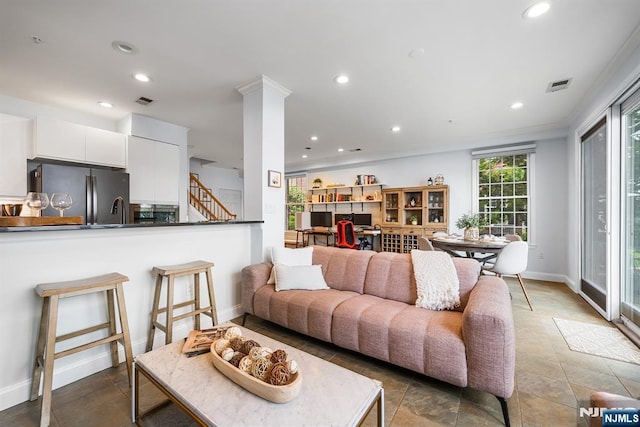 41 Lydia Dr Unit 41, West New York, NJ 07093 - living area featuring recessed lighting, baseboards, stairs, and an office area