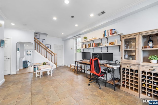41 Lydia Dr Unit 41, West New York, NJ 07093 - office area featuring crown molding, recessed lighting, and baseboards
