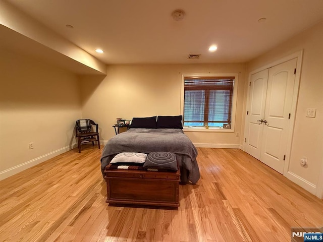 124 68th St Unit 204, Guttenberg, NJ 07093 - bedroom with baseboards, light wood-type flooring, and recessed lighting