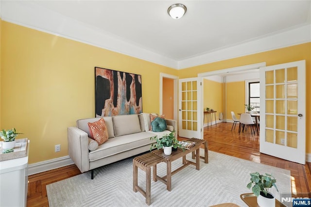 50 Reservoir Ave Unit 201, Jersey City, NJ 07307 - living room with french doors and baseboards