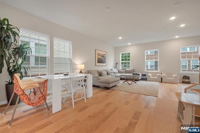 83 Landmark Ln, Fair Lawn, NJ 07410 - living room featuring light wood-style flooring and recessed lighting