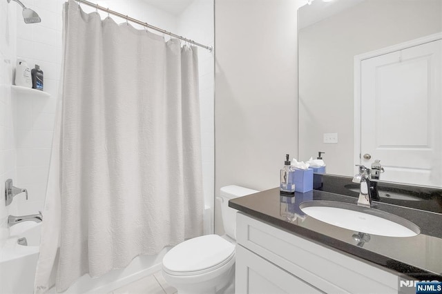 83 Landmark Ln, Fair Lawn, NJ 07410 - full bathroom with vanity, toilet, and shower / bath combination with curtain