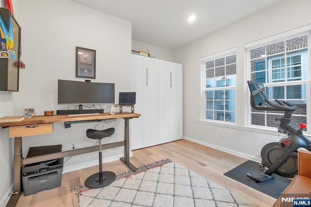83 Landmark Ln, Fair Lawn, NJ 07410 - office with light wood finished floors, baseboards, and recessed lighting