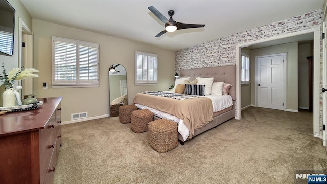 27 Bristol Pl, Wayne, NJ 07470 - carpeted bedroom featuring baseboards, ceiling fan, and wallpapered walls