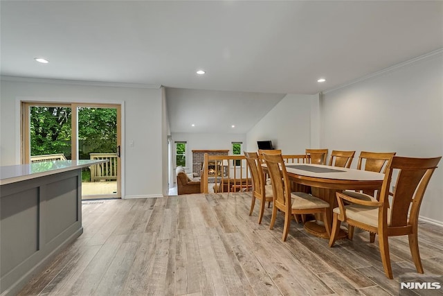 53 Princeton Pl, Wayne, NJ 07470 - dining space featuring light wood-type flooring, crown molding, recessed lighting, and baseboards